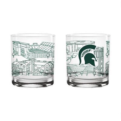 Michigan State 14 Oz Campus Rocks Glass