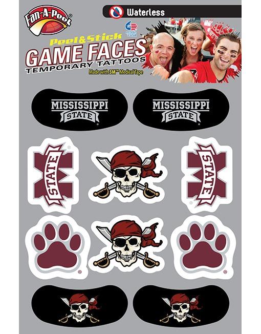  Mississippi State Combo Pack Waterless Face Tattoos