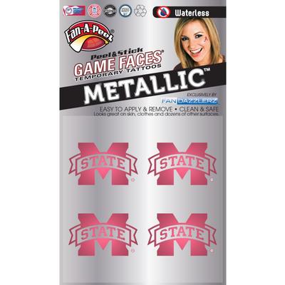 Mississippi State Metallic Waterless Face Tattoos