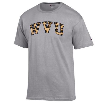 West Virginia Champion Leopard Print Arch Tee