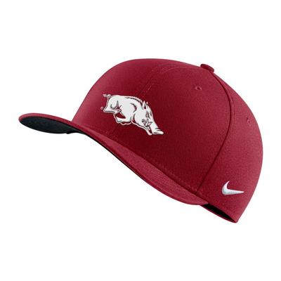 Arkansas Nike Swoosh Raised Logo Flex Fit Hat