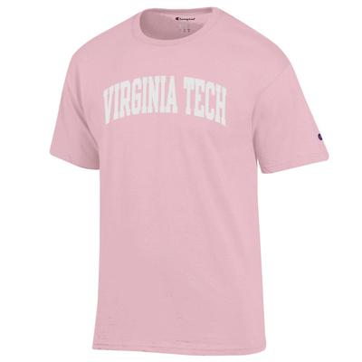 Virginia Tech Champion Women's White Arch Tee FEATHER_PINK