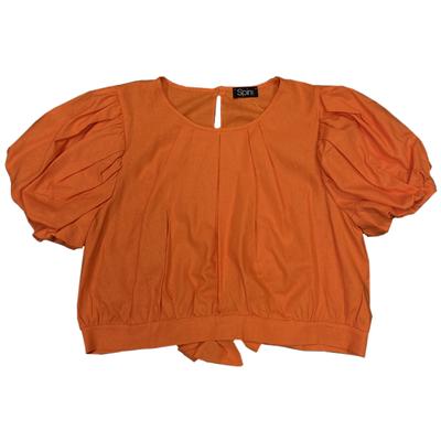 Spin U.S.A PLUS Puff Sleeve Tie Back Top