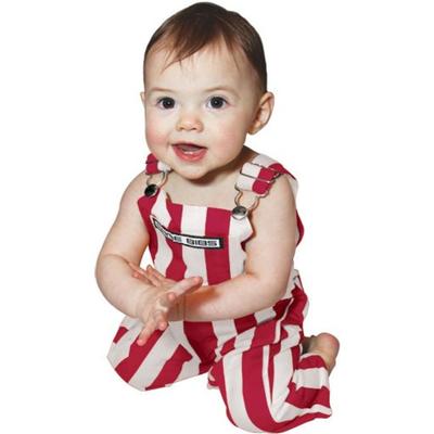 Game Bibs Infant Crimson and White Striped Overalls
