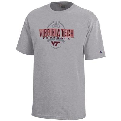 Virginia Tech Champion YOUTH Wordmark Over Football Tee