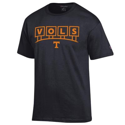 Tennessee Champion VOLS Stadium Letters Tee BLACK