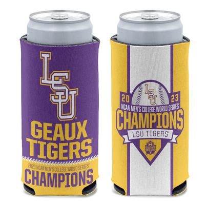 LSU Wincraft 2023 College World Series Champs 12oz Slim Can Cooler