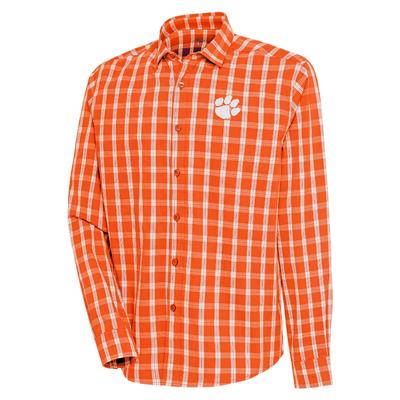 Clemson Antigua Carry Long Sleeve Woven Shirt