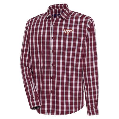 Virginia Tech Antigua Carry Long Sleeve Woven Shirt