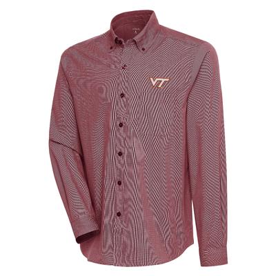 Virginia Tech Antigua Compression Long Sleeve Woven Shirt