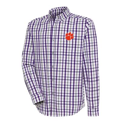 Clemson Antigua Tending Long Sleeve Woven Shirt