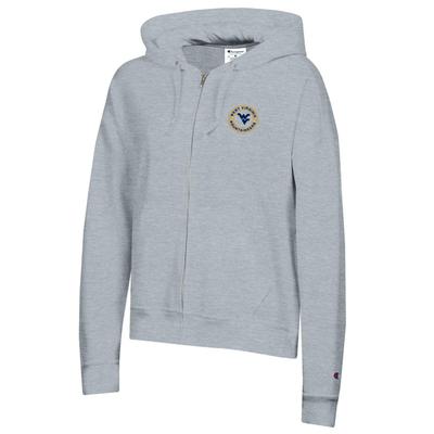 West Virginia Champion Power Blends Full Zip Embroidered Hoodie HEATHER_GREY