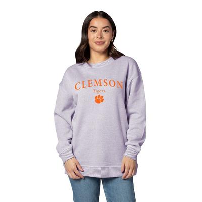Clemson Minimal Arc Est Logo Warm Up Crew Sweatshirt
