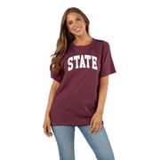 Mississippi State Tall Outline Arc Effortless Tee