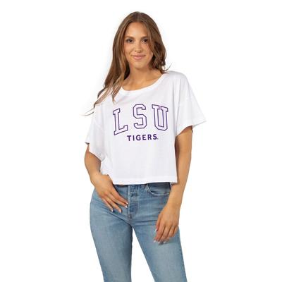 LSU Stacked Outline Sunshine Cropped Tee