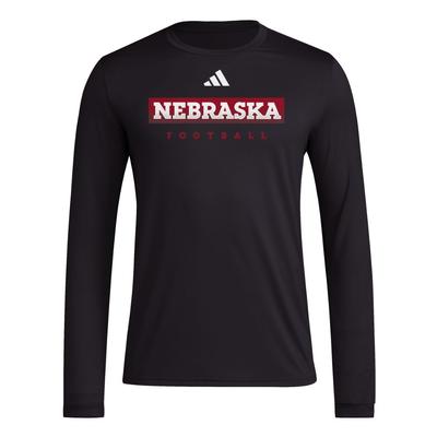 Nebraska Adidas Practice Football Pregame Long Sleeve Tee