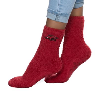 Arkansas Fuzzy Crew Slipper Socks