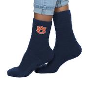  Auburn Fuzzy Crew Slipper Socks