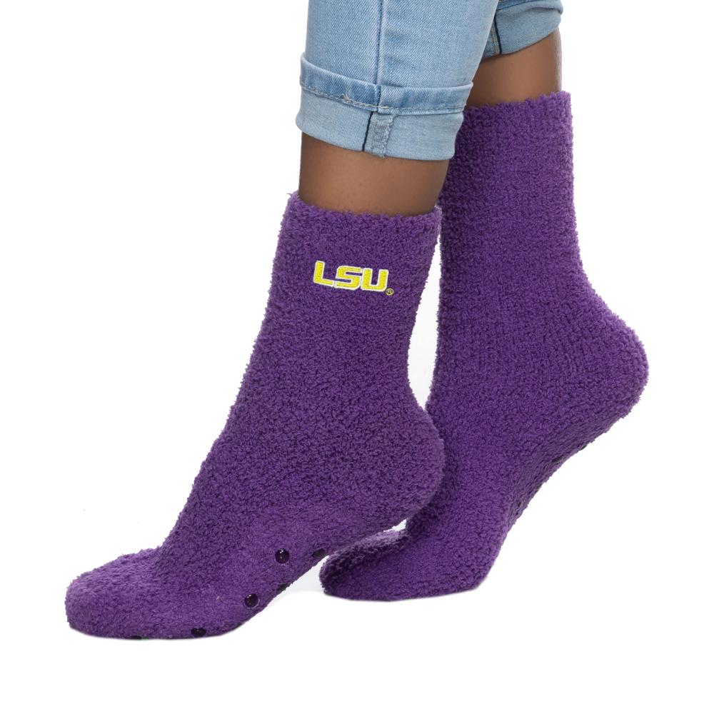 LSU, LSU Fuzzy Crew Slipper Socks