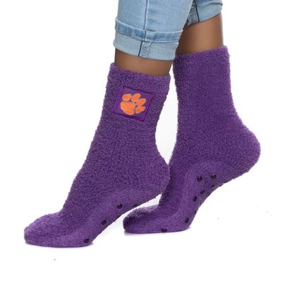 Clemson Fuzzy Crew Slipper Socks