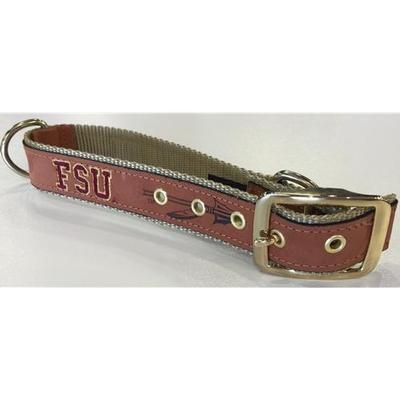 Florida State Zep-Pro Leather Embroidered Dog Collar