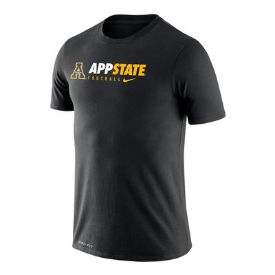 App State Nike Dri-Fit Legend Logo Wordmark Football Tee
