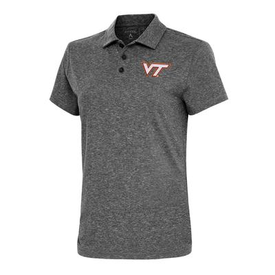 Virginia Tech Antigua Women's Motivated Brushed Jersey Polo BLACK_HTHR