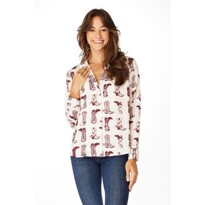 Mississippi State Stewart Simmons Boots Button Up Long Sleeve Blouse