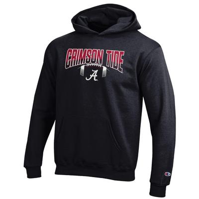 Alabama Champion YOUTH Split Color Over Laces Hoodie BLACK