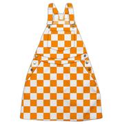  Orange And White Overall Bib Checkerboard Dress