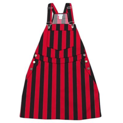 Red and Black Stripes Overall Bib Dress