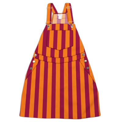 Maroon and Orange Stripes Overall Bib Dress