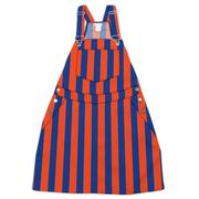  Royal And Orange Stripes Overall Bib Dress