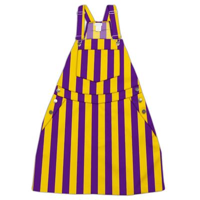 Purple and Gold Stripes Overall Bib Dress