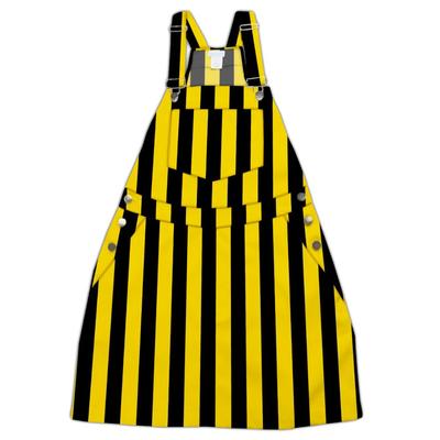 Black and Gold Stripes Overall Bib Dress