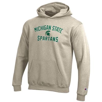 Michigan State Champion YOUTH Stacked Logo Hoodie OATMEAL