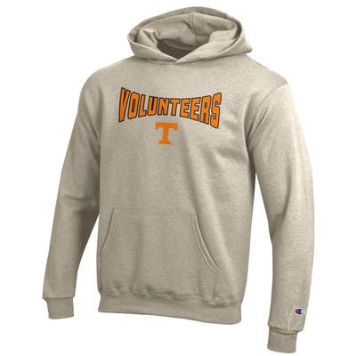 Tennessee Champion YOUTH Wordmark Over Logo Hoodie OATMEAL