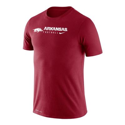 Arkansas Nike Dri-Fit Legend Logo Wordmark Football Tee
