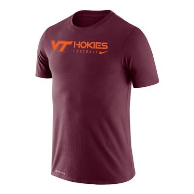 Virginia Tech Nike Dri-Fit Legend Logo Wordmark Football Tee