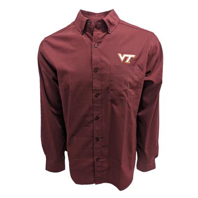 Virginia Tech Antigua Flight Long Sleeve Woven Shirt