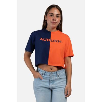 Auburn Hype And Vice Brandy Color Block Cropped Tee