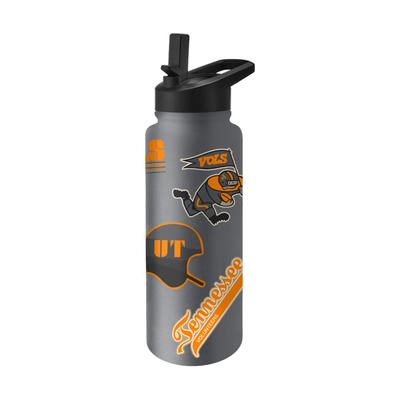 Tennessee 34 Oz Stickers Grey Quencher Bottle