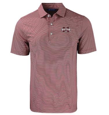 Mississippi State Cutter & Buck Eco Forge Double Stripe Polo