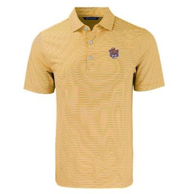 LSU Cutter & Buck Vault Eco Forge Double Stripe Polo
