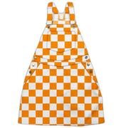  Vive La Fete Infant Orange And White Overall Bib Checkerboard Dress