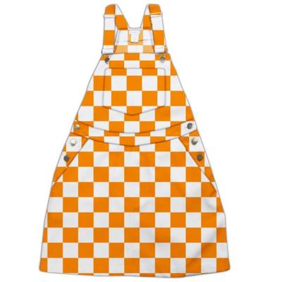 Vive La Fete Toddler Orange and White Overall Bib Checkerboard Dress