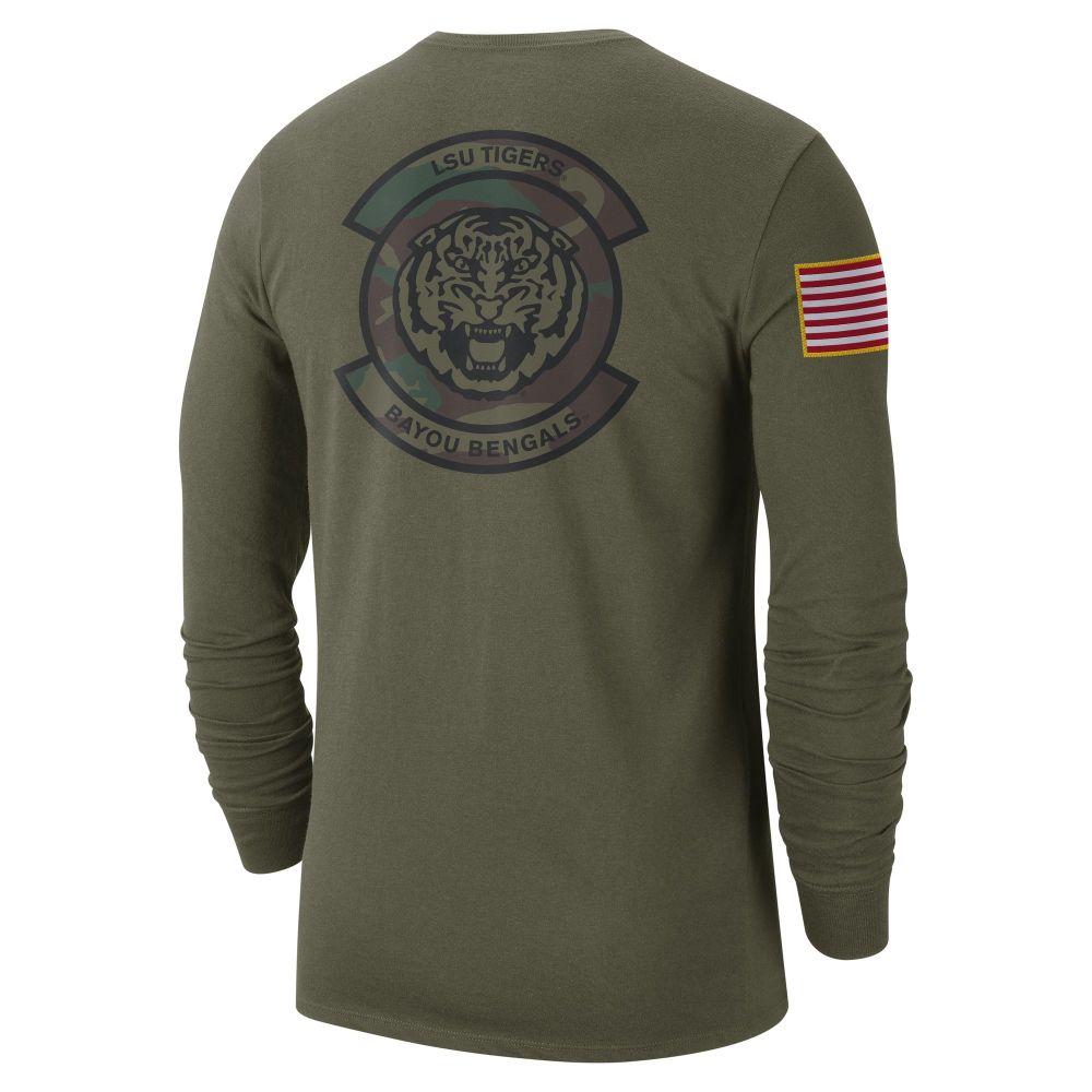 LSU Nike Military 2023 Cotton Long Sleeve Crew Tee