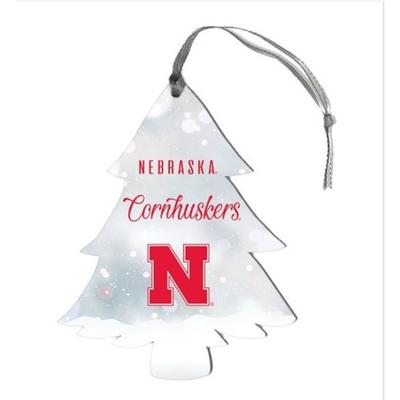 Nebraska Holiday Vibes Wood Tree Ornament