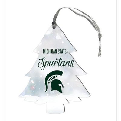 Michigan State Holiday Vibes Wood Tree Ornament