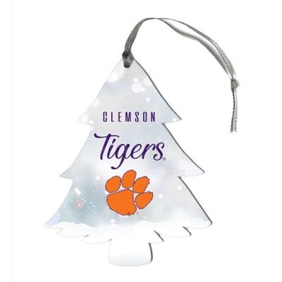 Clemson Holiday Vibes Wood Tree Ornament